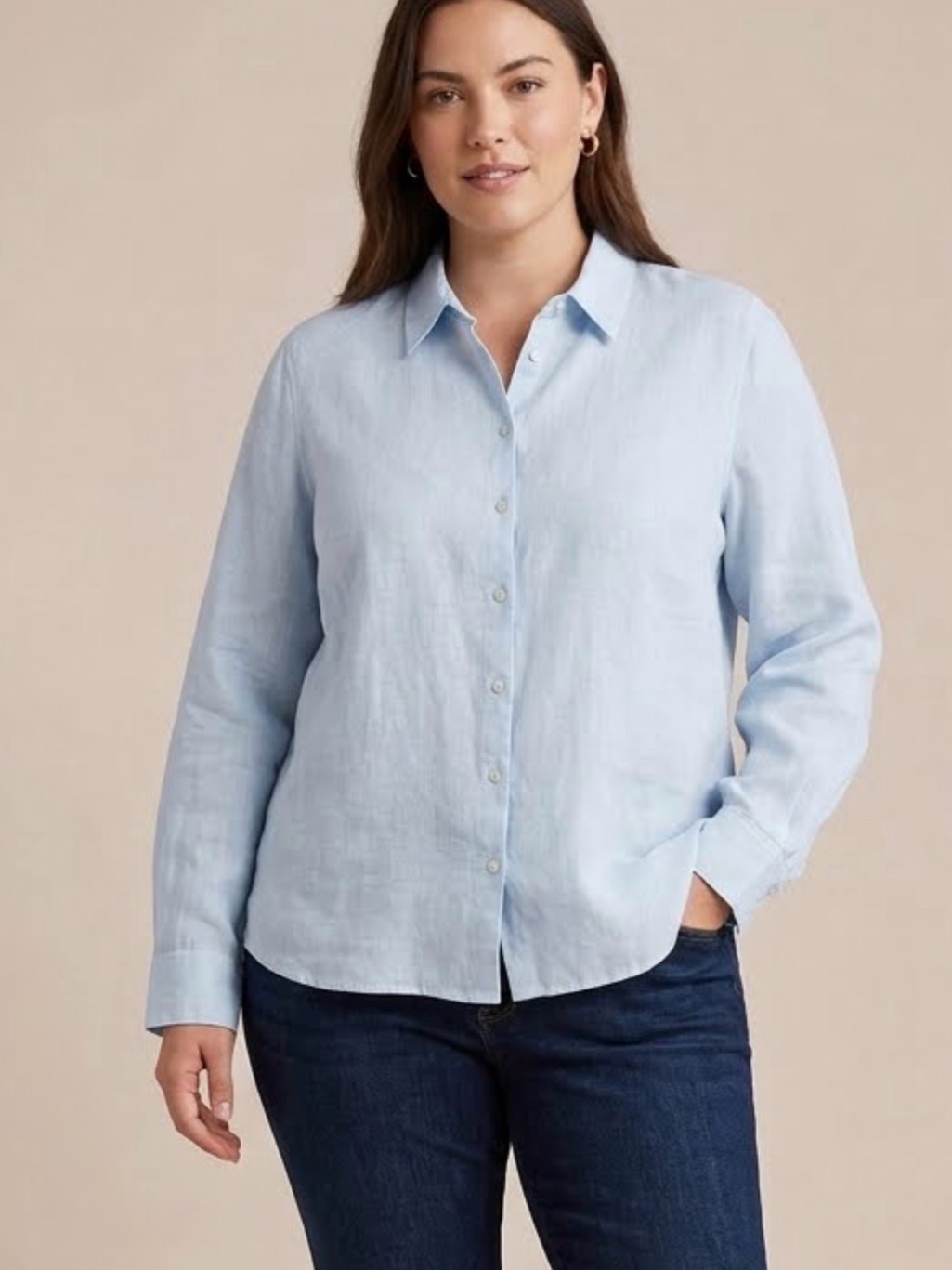 Joie Light Blue 100% Linen Button-Up Blouse - Size Xl